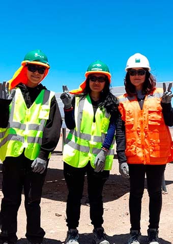 Women doing internship in solar plant